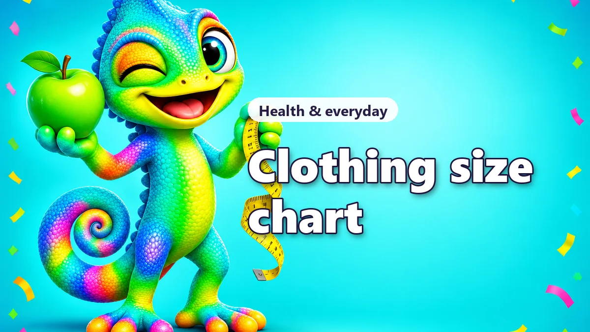 Clothing size chart and converter
