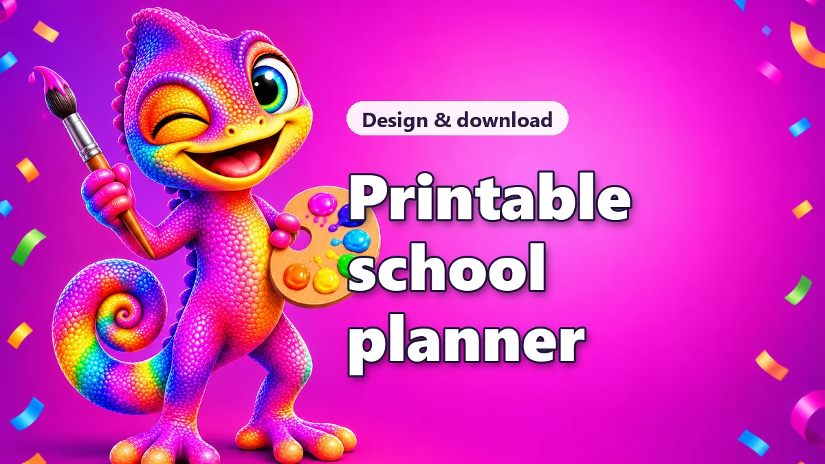 Printable school planner maker, August to June